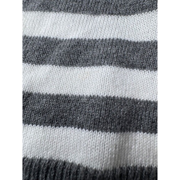 Indigenous Organic Cotton Striped Full Zip Tunic Hoodie Jacket Large Gray White - Picture 10 of 13